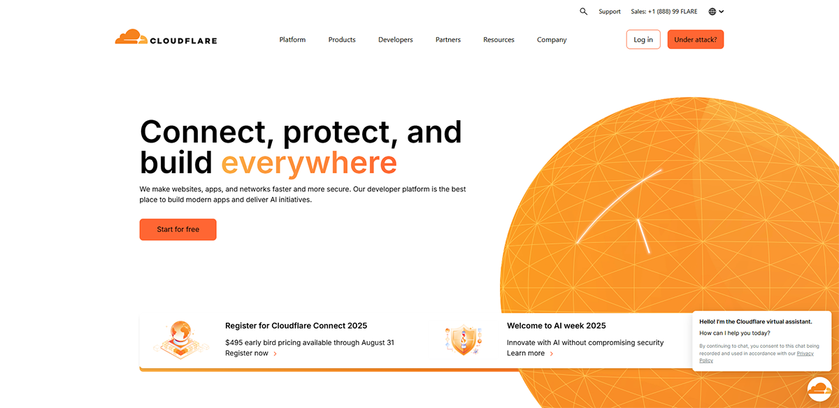 Cloudflare`s front page